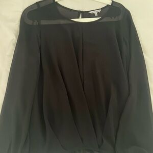 Naked Zebra Black Semi-Sheer Panel Long Sleeve Top